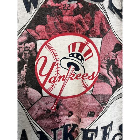 VTG New York Yankees T Shirt Big Logo MLB 1991 90s Salem Sportswear Double Cuff - Picture 5 of 9